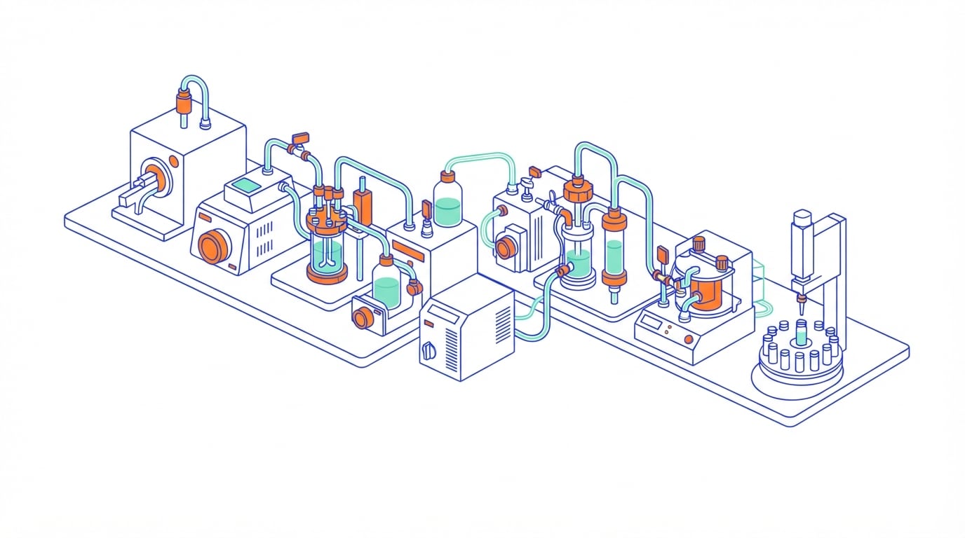 Illustration: EVA Pharma, DNA Script and Quantoom: what an end-to-end mRNA line in Egypt would involve